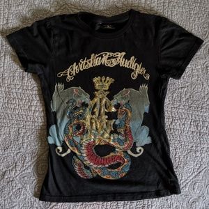 Christian Audigier embellished fitted t-shirt